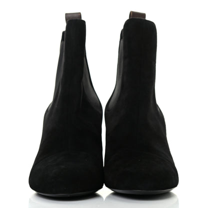 Louis Vuitton Suede Monogram Uniformes Cap Toe Chelsea 75mm Ankle Boots 39 Black 2 of 7