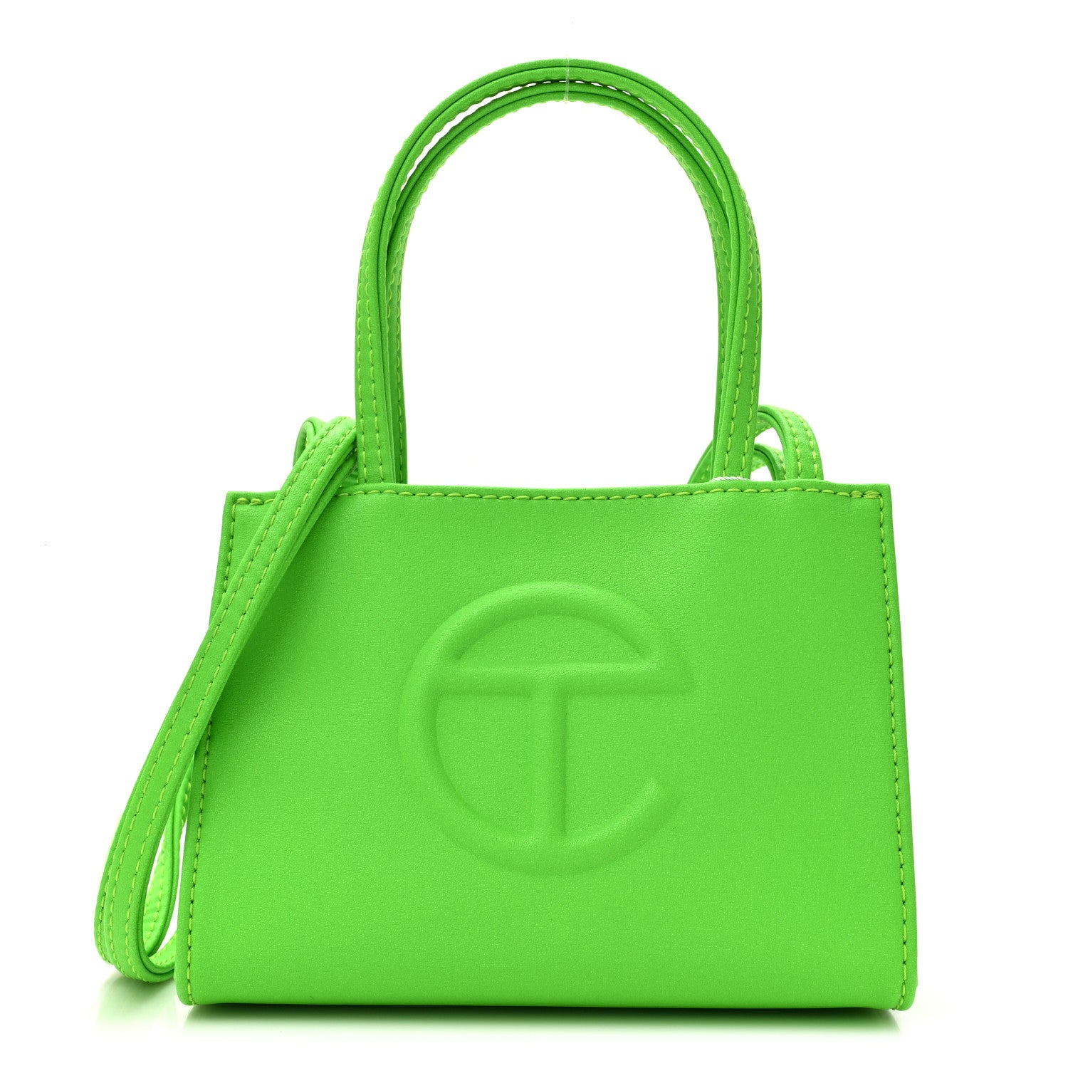 Telfar Vegan Leather Small Shopping Bag Highlighter Green 1 of 13
