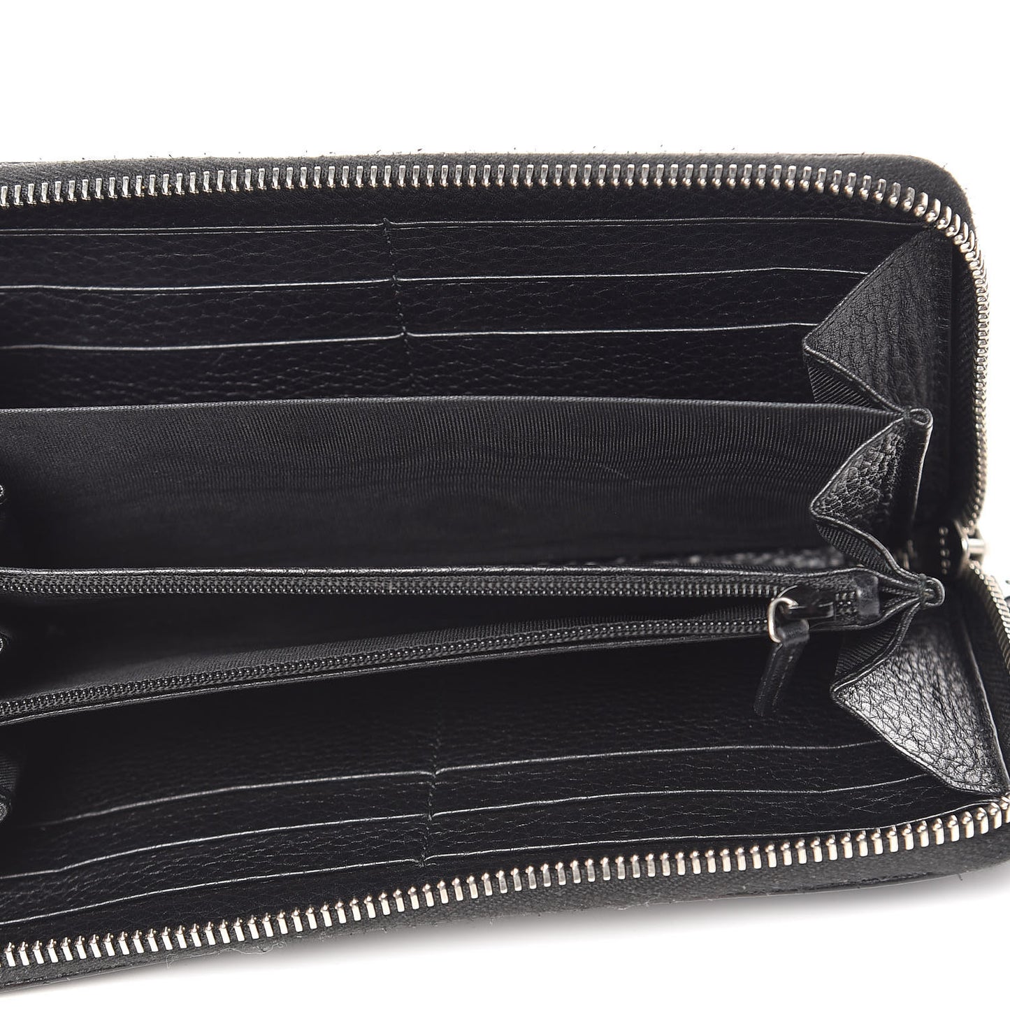 Pebbled Calfskin Studded Soho Zip Around Wallet Black