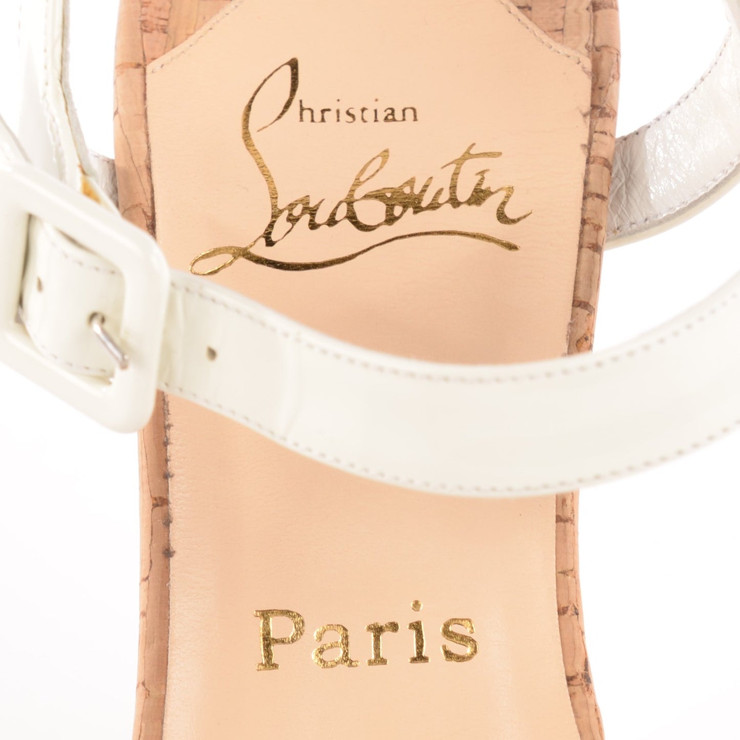 Patent Cork LaFalaise 110 Platform Sandals 38 White