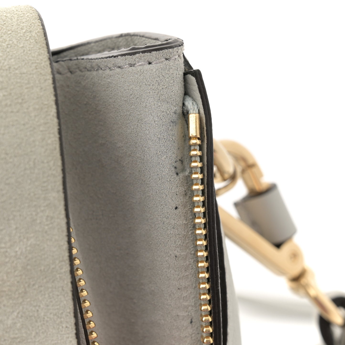 Suede Calfskin Mini Faye Backpack Airy Grey