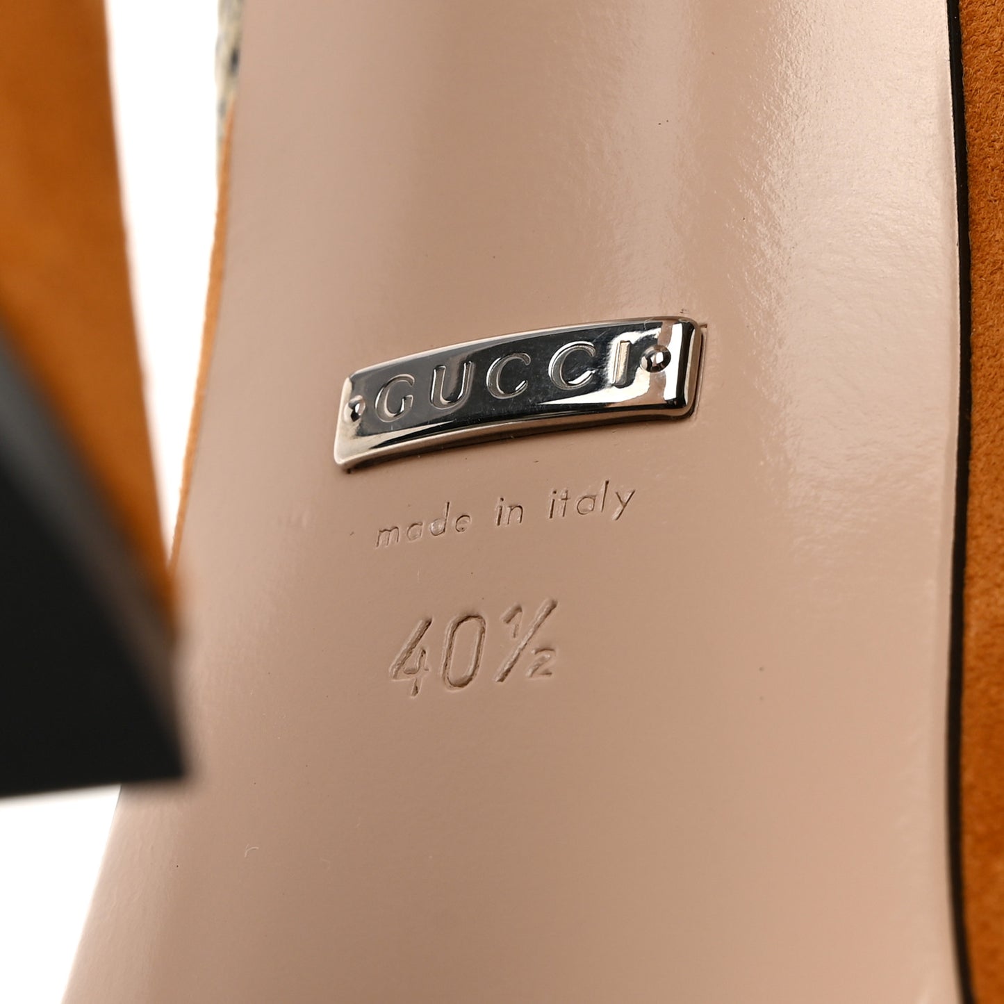 Malaga Kid Suede Snakeskin Interlocking G Studs 155mm Platform Sandals 40.5 Beige Cognac