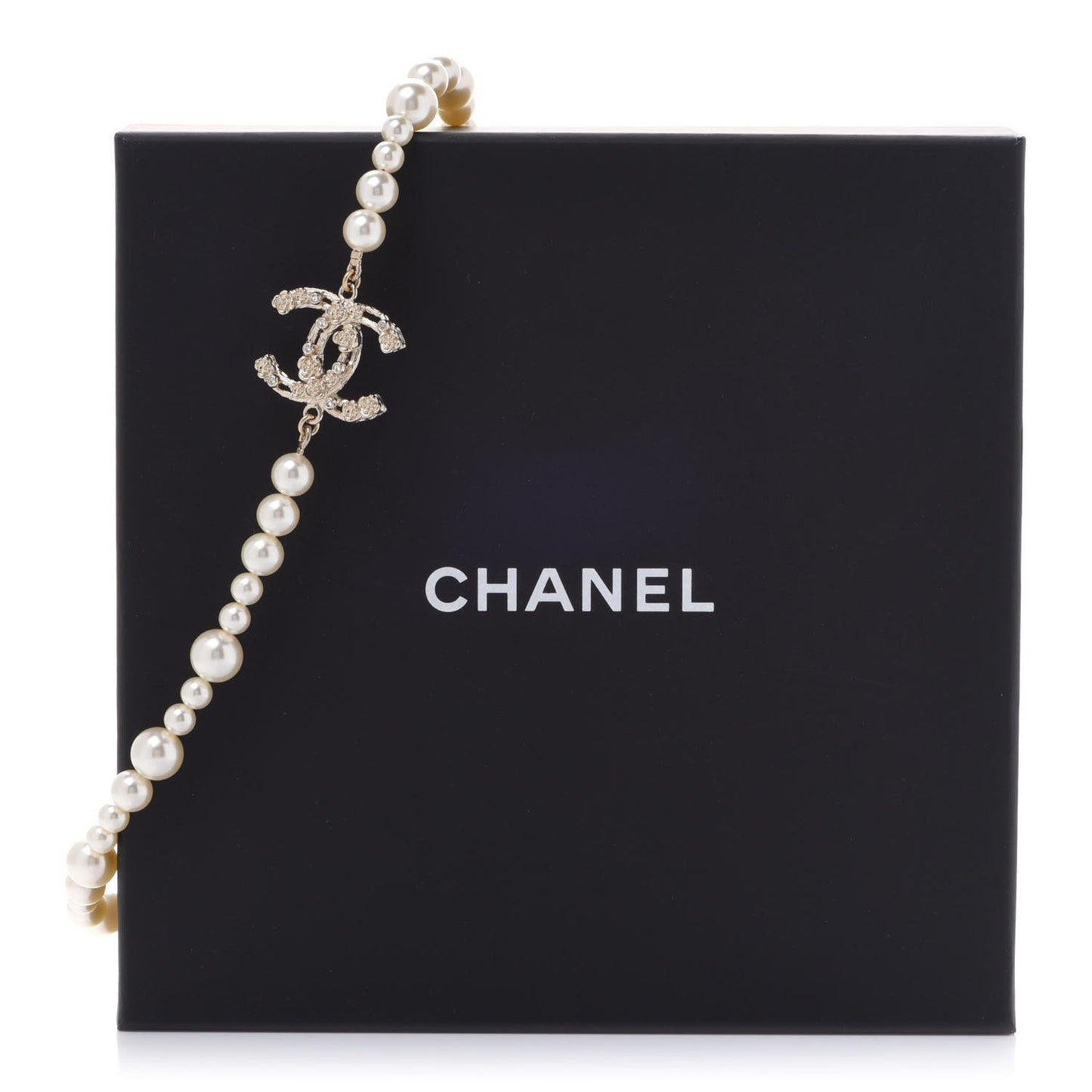 Pearl Crystal CC Camellia Short Necklace Gold