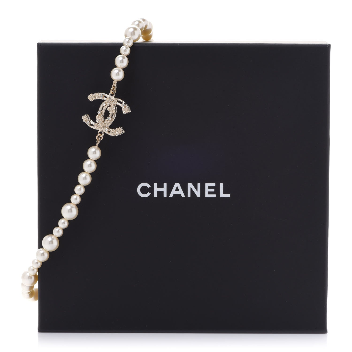 Chanel Pearl Crystal CC Camellia Short Necklace Gold 6 of 6
