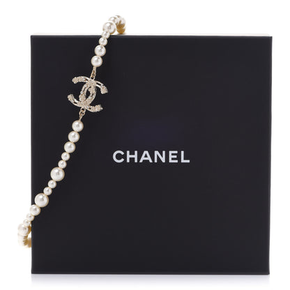 Chanel Pearl Crystal CC Camellia Short Necklace Gold 6 of 6