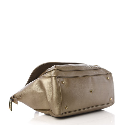 Gucci Metallic Pebbled Calfskin Medium 1973 Top Handle Satchel Golden Beige 3 of 8