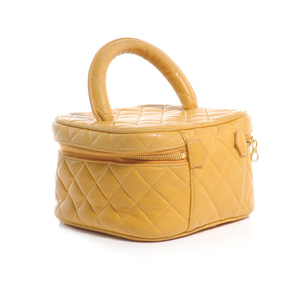 Chanel Lambskin Quilted Vanity Cosmetic Bag Mango 3 of 8