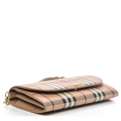 Burberry Haymarket Check Henley Wallet On Chain Mid Camel 4 of 10