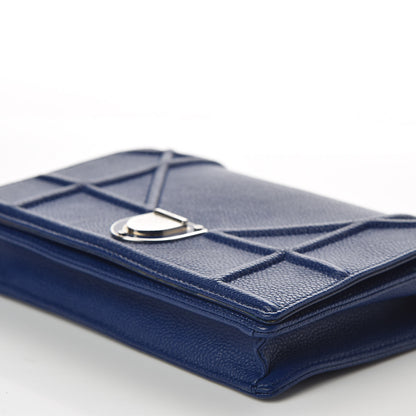 Christian Dior Grained Calfskin Diorama Wallet on Chain Pouch Blue 6 of 9