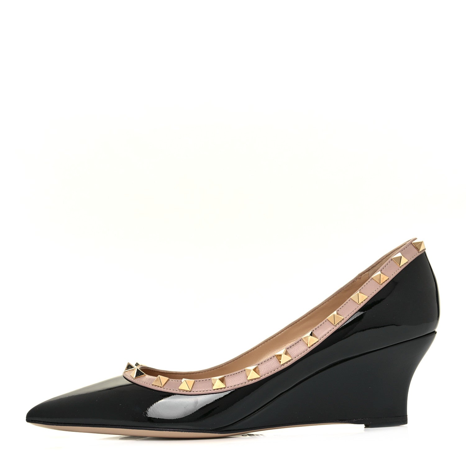 Valentino Garavani Patent Rockstud 70mm Wedges 39 Black Poudre 1 of 8