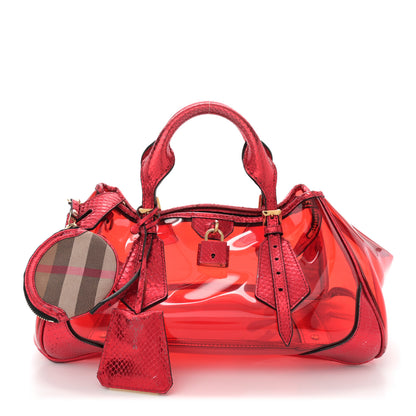 Burberry Vinyl Metallic Watersnake Blaze Satchel Red 1 of 13