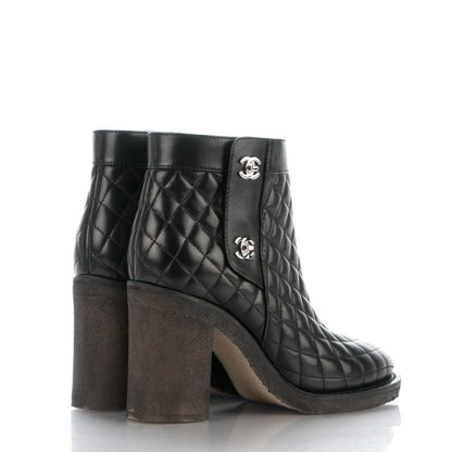 Chanel Calfskin Quilted CC Short Boots 39 Black 4 of 8