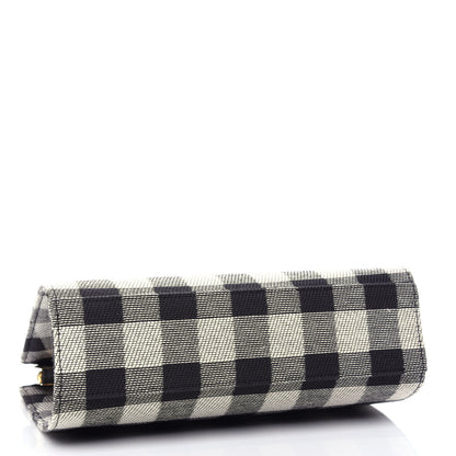 Mansur Gavriel Canvas Check Elegant Top Handle Bag Black White 4 of 9