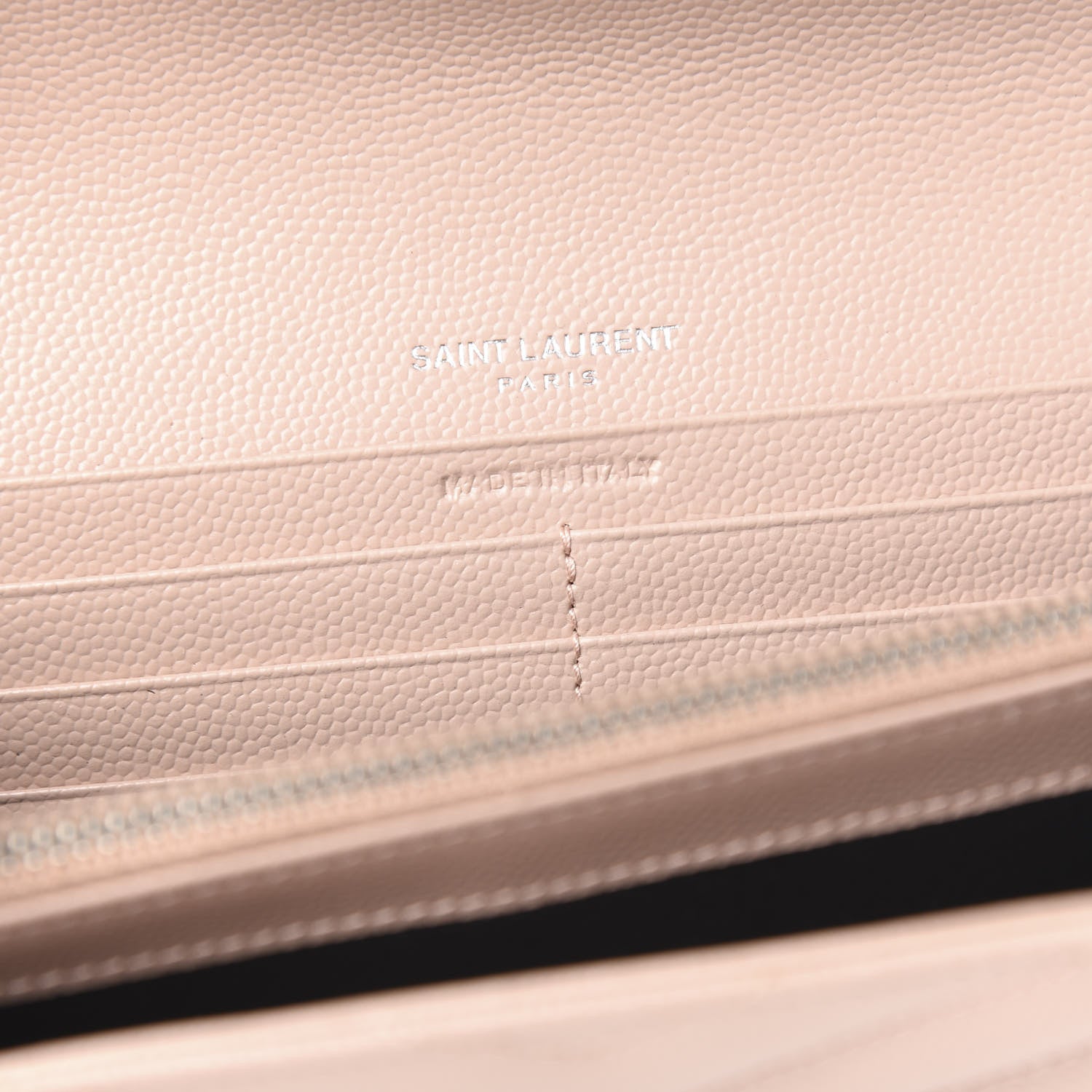 Saint Laurent Grain De Poudre Matelasse Chevron Monogram Flap Wallet Pale Pink 5 of 7