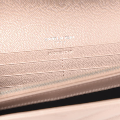 Saint Laurent Grain De Poudre Matelasse Chevron Monogram Flap Wallet Pale Pink 5 of 7