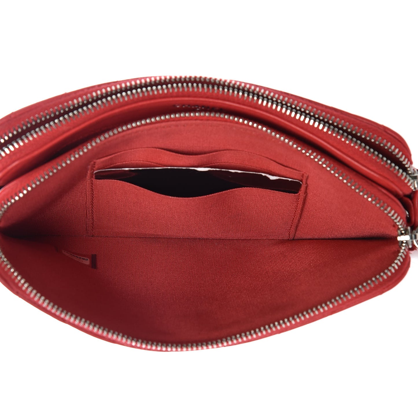 Lambskin Chevron Quilted Studded Small Clutch With Chain Red