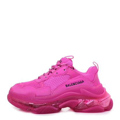 Balenciaga Fabric Mesh Clear Sole Fluo Womens Triple S Sneakers 37 Pink 1 of 10