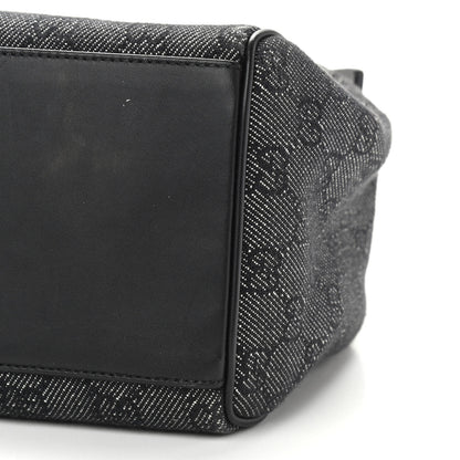 Gucci Denim Monogram GG Signature Shoulder Bag Black 10 of 11