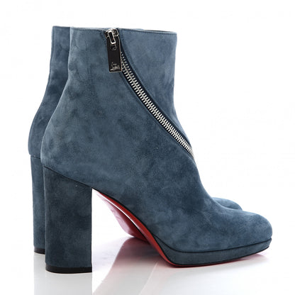Christian Louboutin Veau Velours Birgitta 100 Zip Around Ankle Bootie 35 Tempete 4 of 8