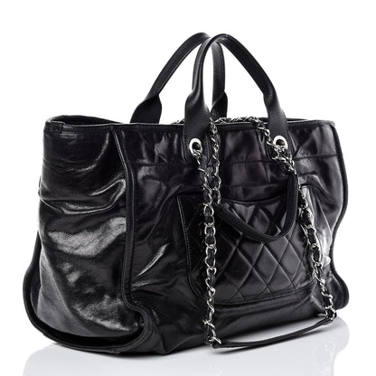 Chanel Glazed Calfskin Large Deauville Tote Black 4 of 15