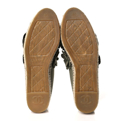 Chanel Fabric Camellia CC Espadrilles 40 Khaki 5 of 9