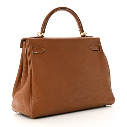 Hermes Taurillon Clemence Kelly Retourne 32 Gold 2 of 9