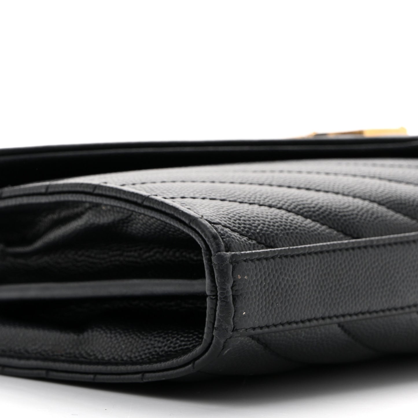 Grain De Poudre Matelasse Chevron Monogram Chain Wallet Black