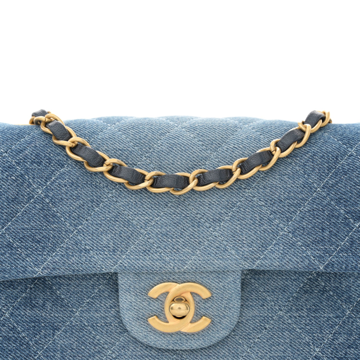 Chanel Washed Denim Quilted Mini Rectangular Flap Blue 8 of 12