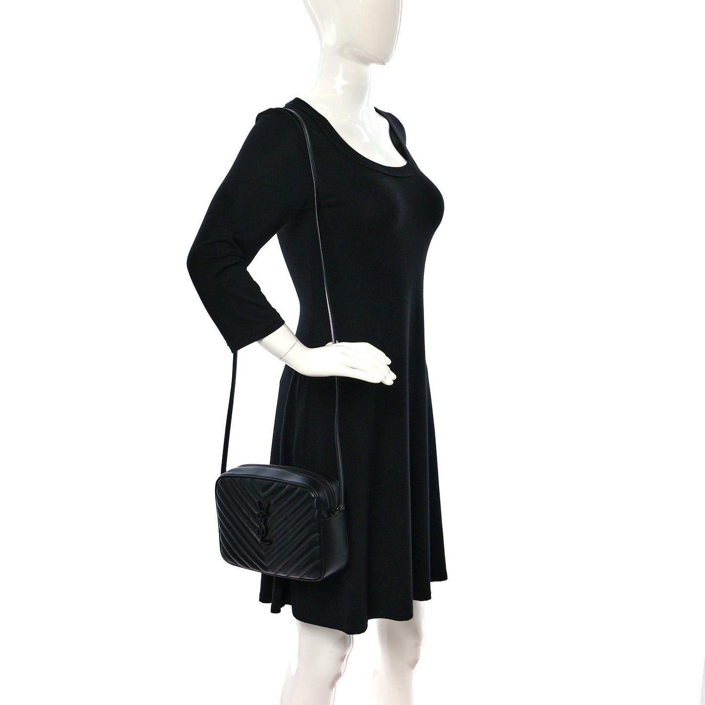 Calfskin Matelasse Monogram Monochrome Lou Camera Bag Black