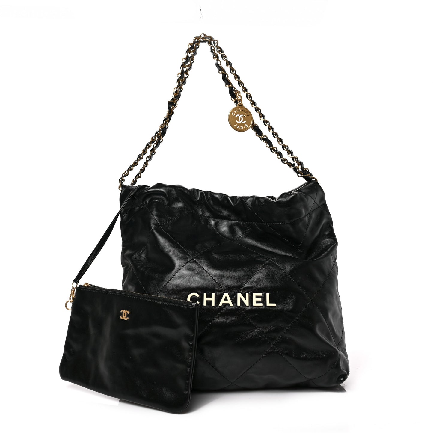 Calfskin Quilted Small Chanel 22 Black