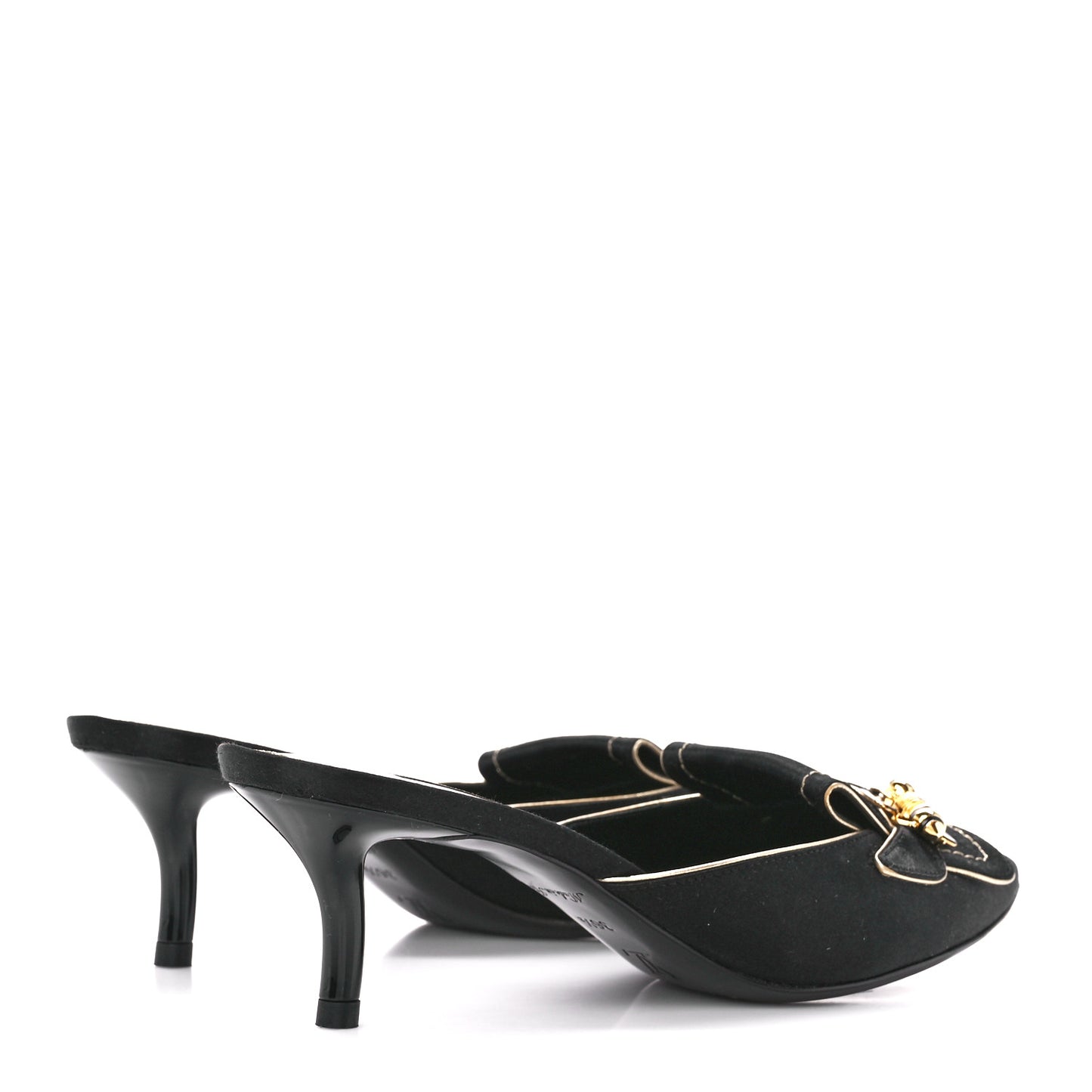Satin Anthares Mule Pumps 36.5 Black