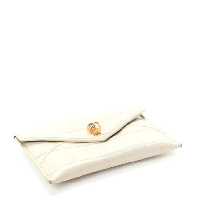 Alexander McQueen Calfskin Crocodile Embossed Skull Envelope Card Holder Cream 4 of 8