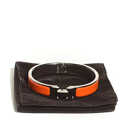 Hermes Enamel Narrow Clic H Bracelet PM Orange 6 of 8