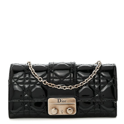 Christian Dior Patent Cannage Miss Dior Chain Wallet Black 1 of 8