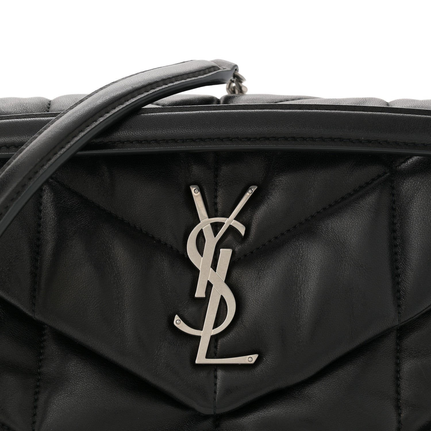Saint Laurent Lambskin Quilted Small Loulou Puffer Monogram Chain Satchel Black 8 of 11