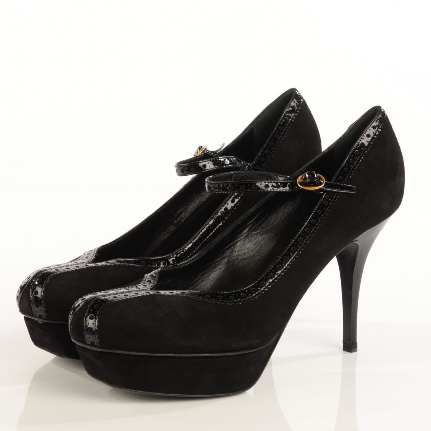 Suede Patent Mary Jane Tribute 75 Platform Pumps 42 Black