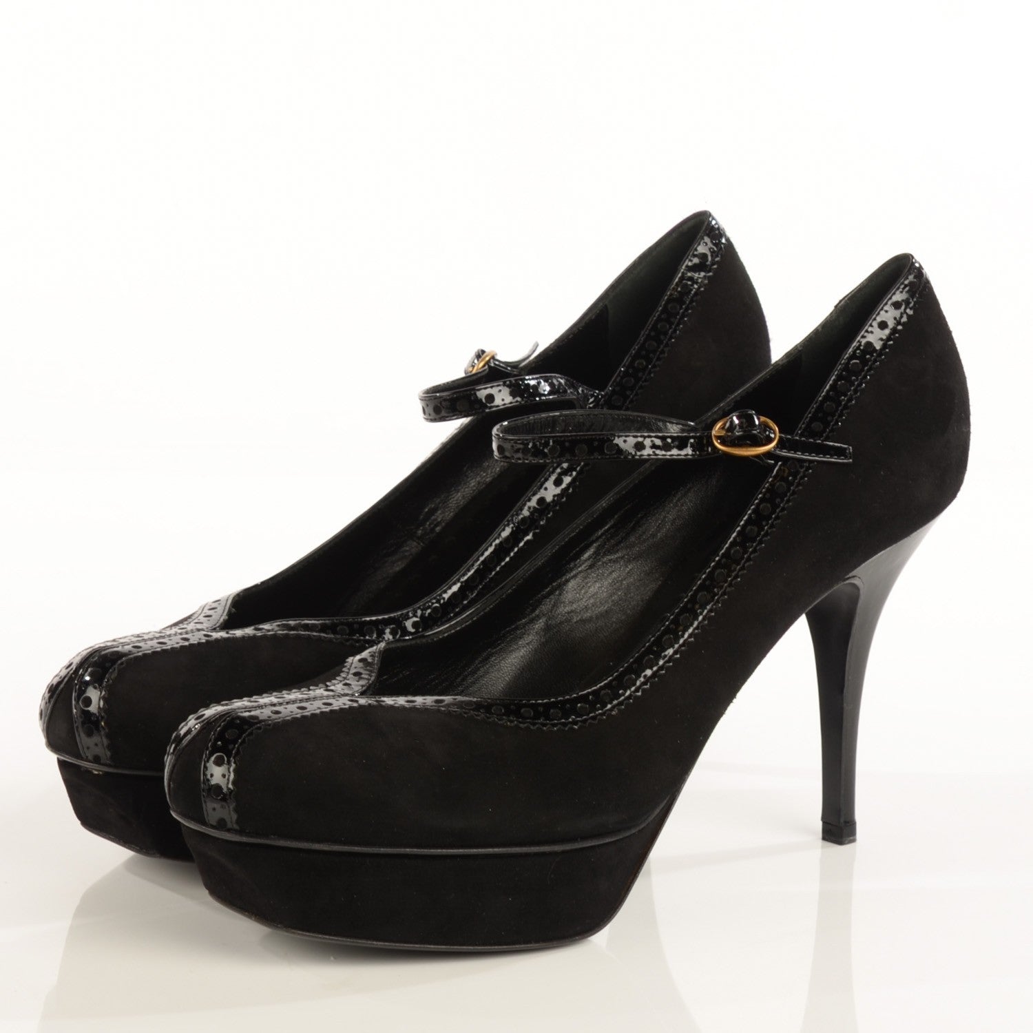 Saint Laurent Suede Patent Mary Jane Tribute 75 Platform Pumps 42 Black 3 of 7