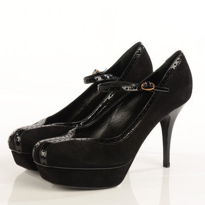 Saint Laurent Suede Patent Mary Jane Tribute 75 Platform Pumps 42 Black 3 of 7