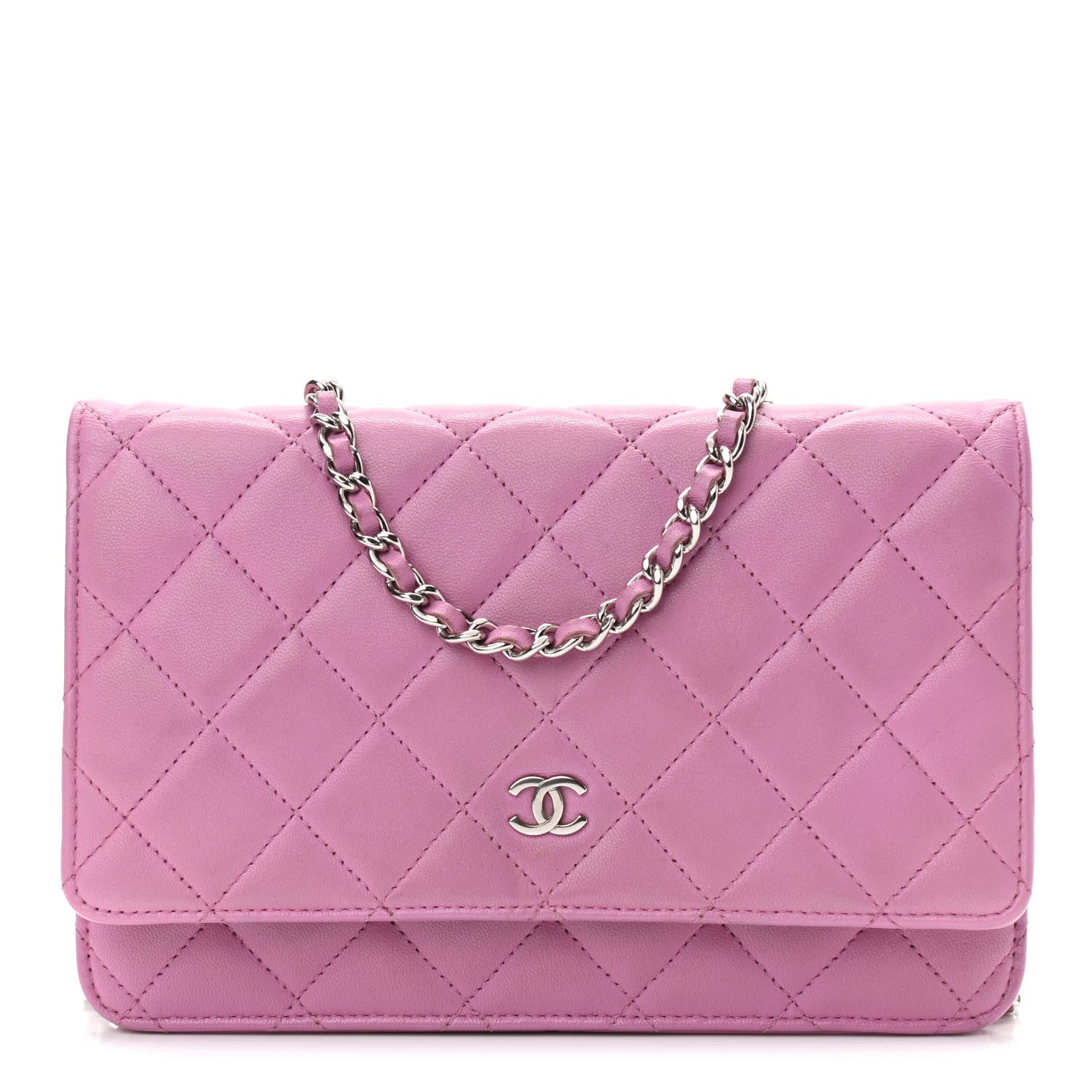 Chanel Lambskin Quilted Wallet On Chain WOC Purple 1 of 10