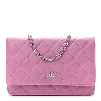 Chanel Lambskin Quilted Wallet On Chain WOC Purple 1 of 10