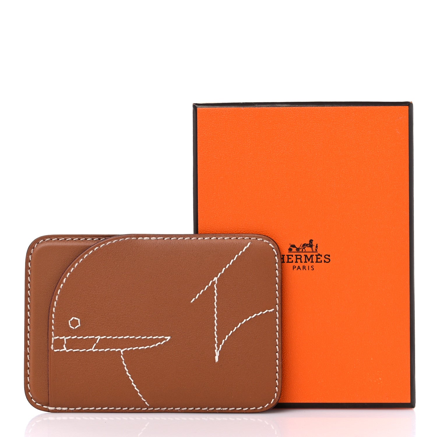 Hermes Swift Embroidered Walrus MagSafe Card Holder Gold 7 of 7