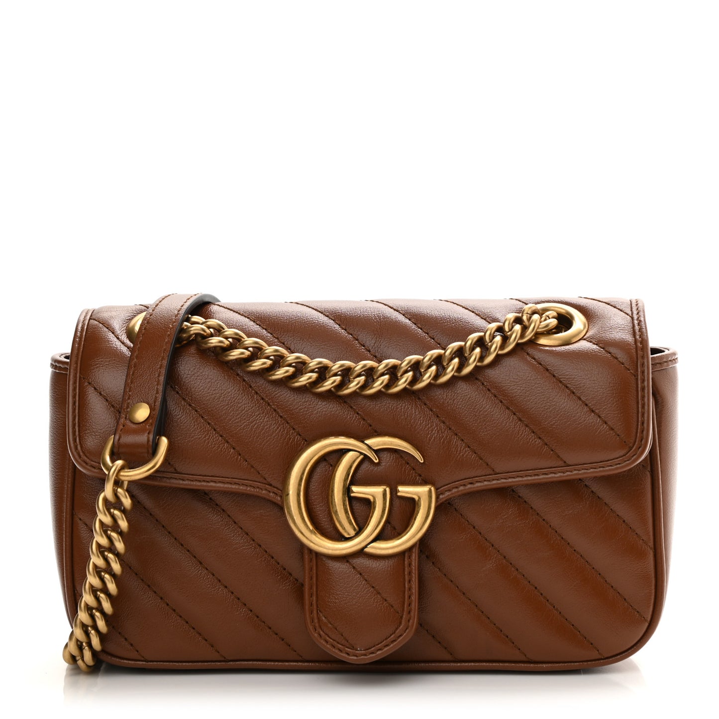 Azalea Calfskin Matelasse Diagonal Mini GG Marmont Shoulder Bag Cuir