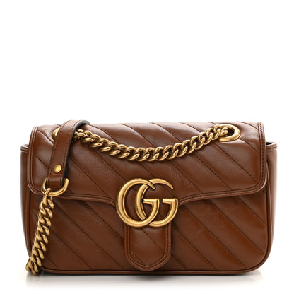 Gucci Azalea Calfskin Matelasse Diagonal Mini GG Marmont Shoulder Bag Cuir 1 of 11