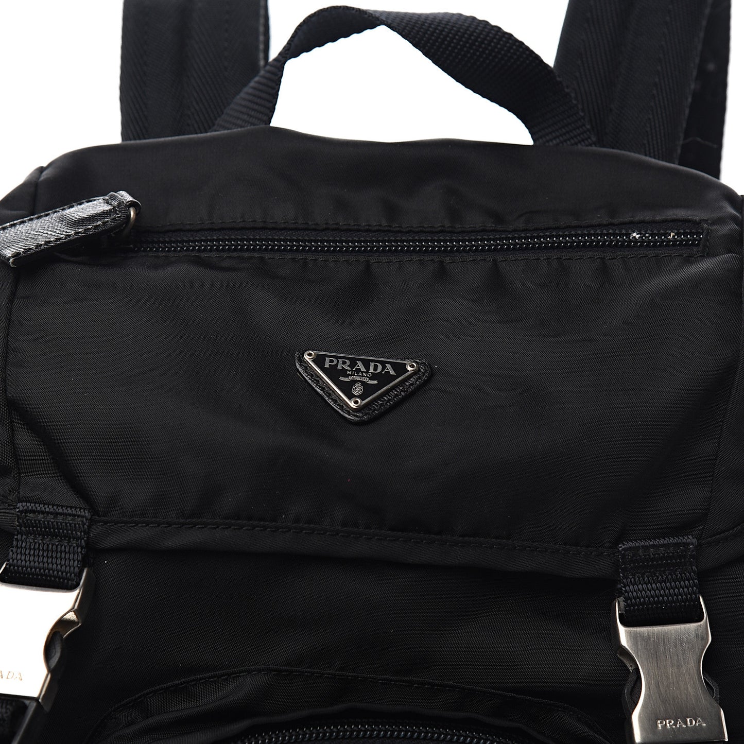 Tessuto Nylon Vela Small Double Buckle Backpack Black