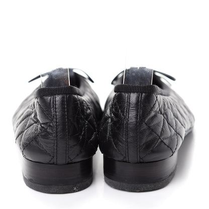 Chanel Aged Calfskin Quilted Cap Toe Ballerina Flats 35.5 Black 6 of 10
