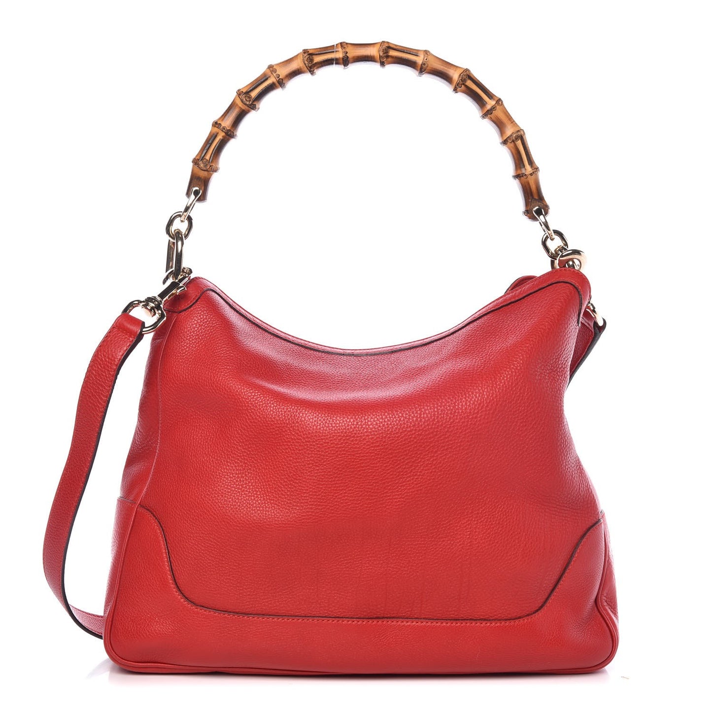 Pebbled Calfskin Medium Diana Bamboo Shoulder Bag Red