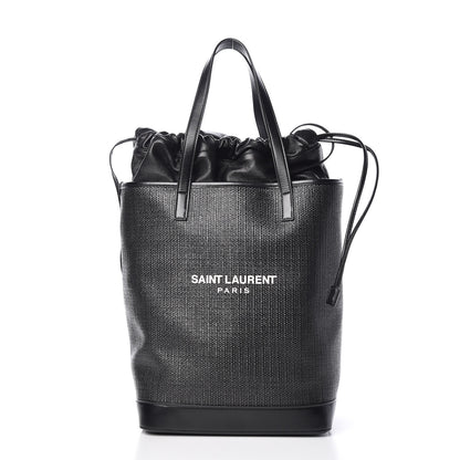 Saint Laurent Linen Canvas Teddy Shopping Bag Black 3 of 13
