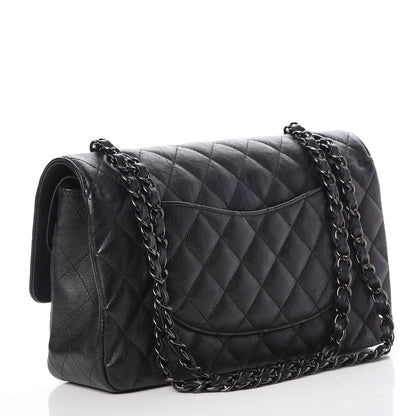 Chanel Crumpled Calfskin Quilted Medium Double Flap So Black 3 of 8