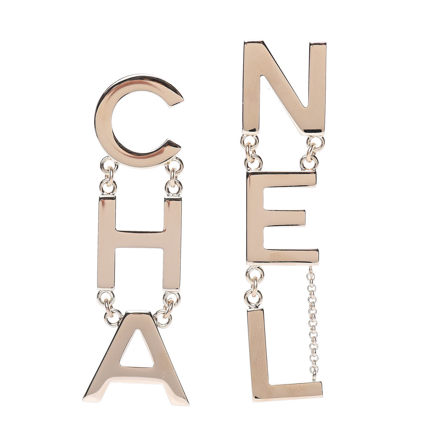 Chanel Metal Cha-Nel Logo Drop Earrings Gold 1 of 5