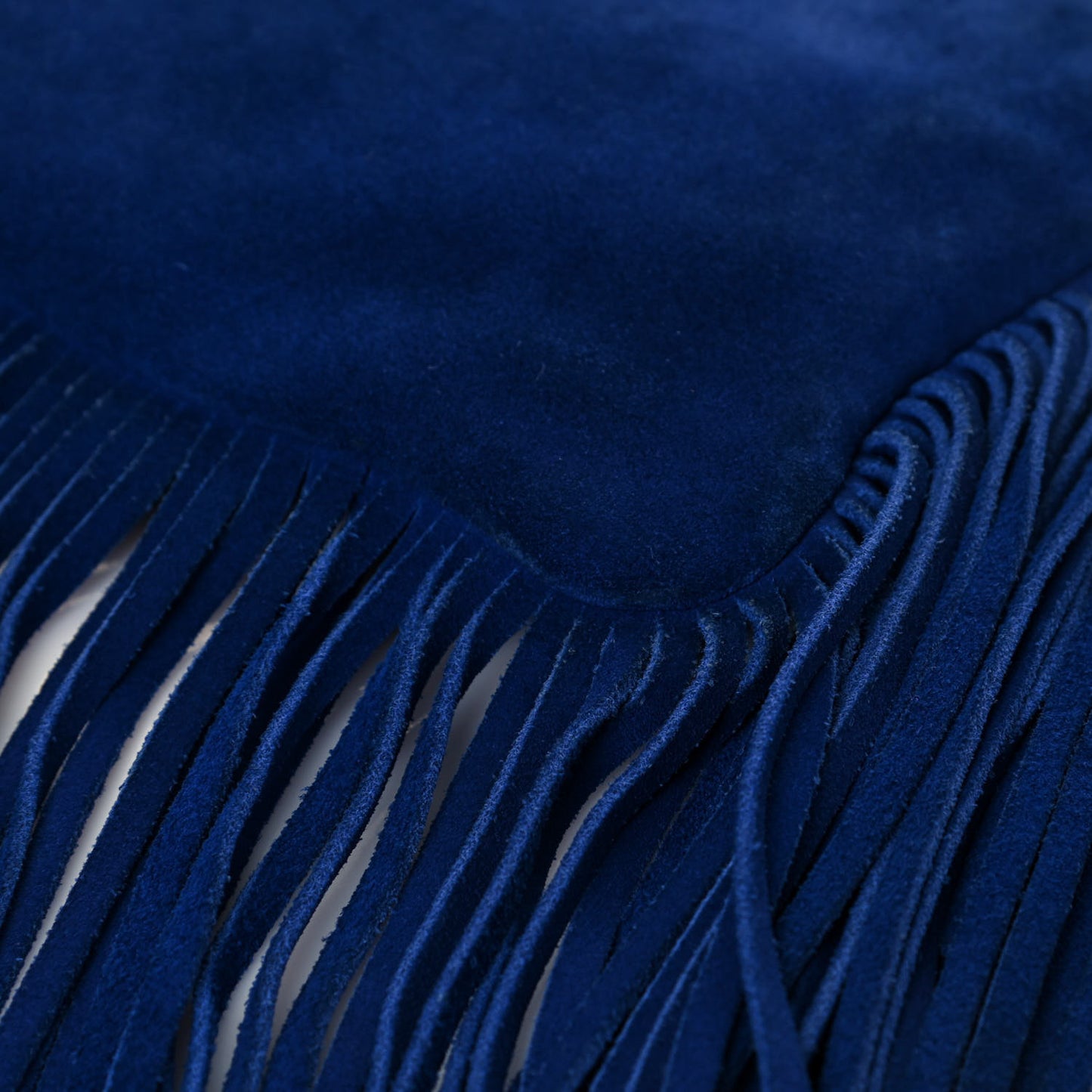 Suede Calfskin Small Fringe Crossbody Bag Blue